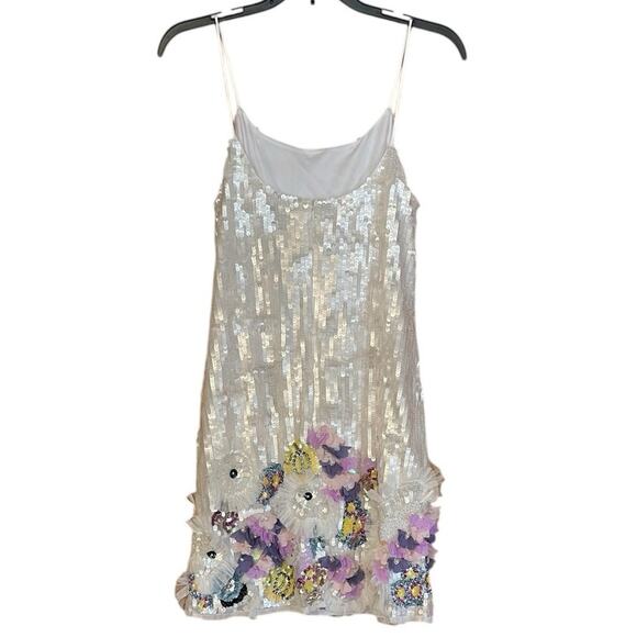 Mac Duggal NEW Sz 2 93628 White Sequined Embellished Spaghetti Strap Mini Dress - Picture 6 of 11